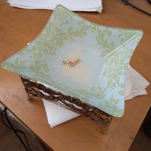 Vintage floral display dish